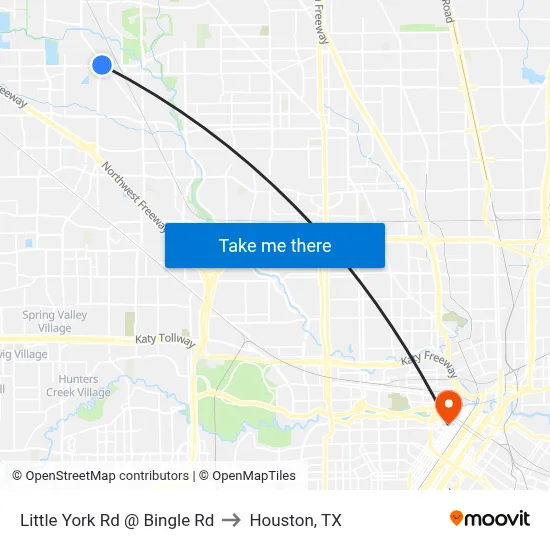 Little York Rd @ Bingle Rd to Houston, TX map