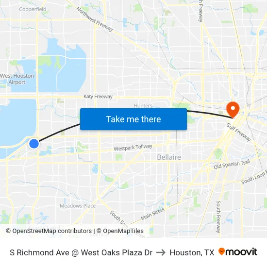 S Richmond Ave @ West Oaks Plaza Dr to Houston, TX map