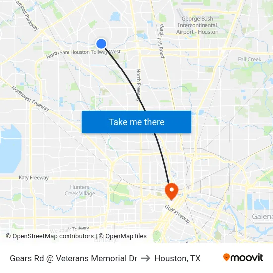 Gears Rd @ Veterans Memorial Dr to Houston, TX map