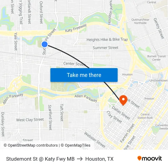 Studemont St @ Katy Fwy MB to Houston, TX map