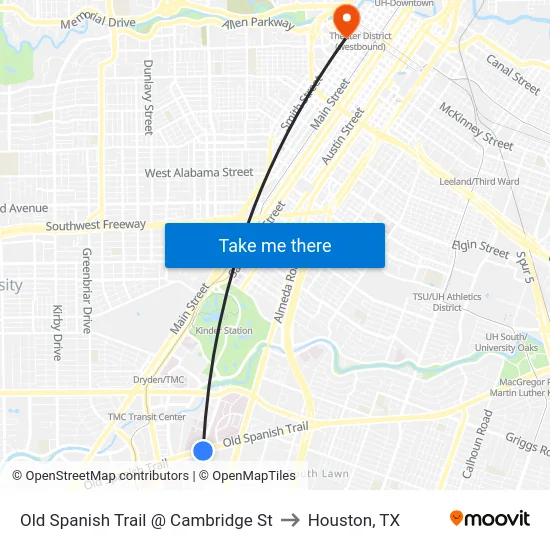 Old Spanish Trail @ Cambridge St to Houston, TX map