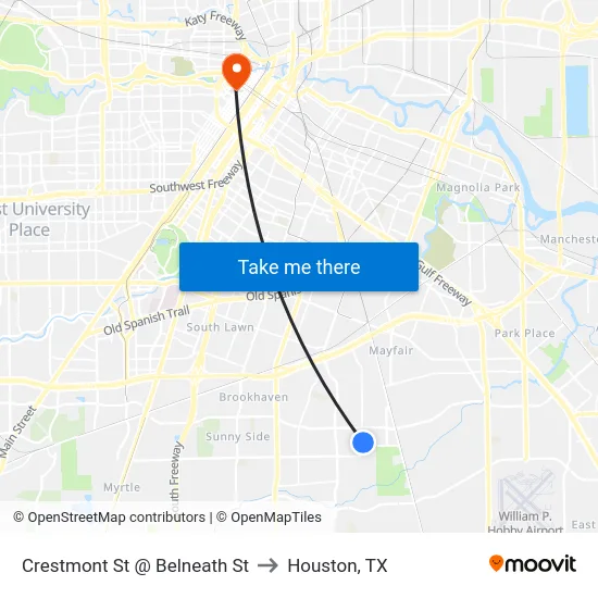 Crestmont St @ Belneath St to Houston, TX map