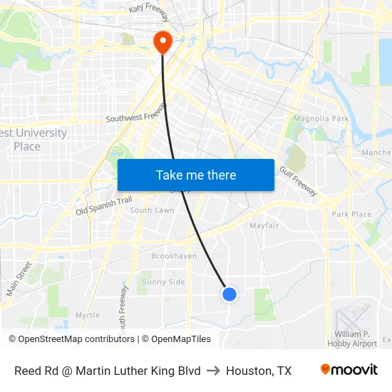 Reed Rd @ Martin Luther King Blvd to Houston, TX map