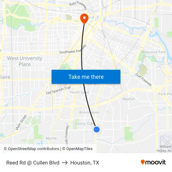 Reed Rd @ Cullen Blvd to Houston, TX map