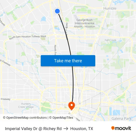 Imperial Valley Dr @ Richey Rd to Houston, TX map