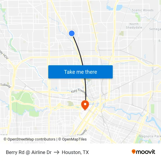 Berry Rd @ Airline Dr to Houston, TX map