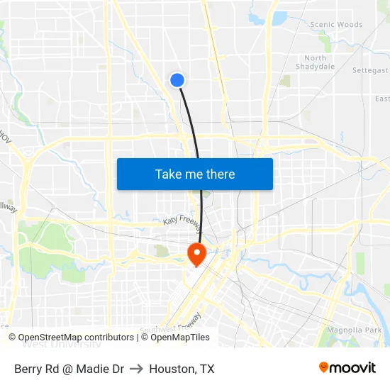 Berry Rd @ Madie Dr to Houston, TX map