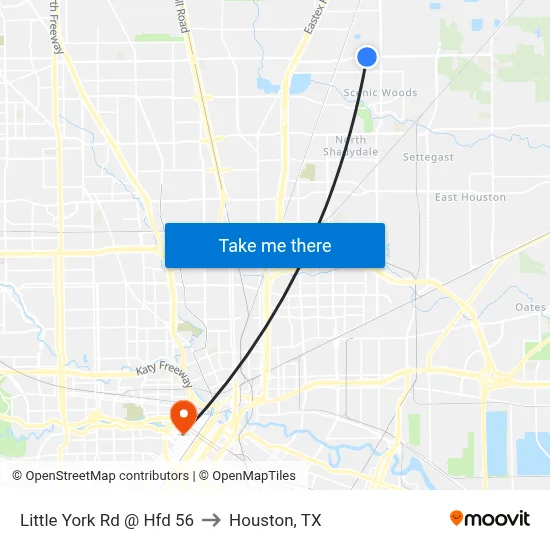 Little York Rd @ Hfd 56 to Houston, TX map