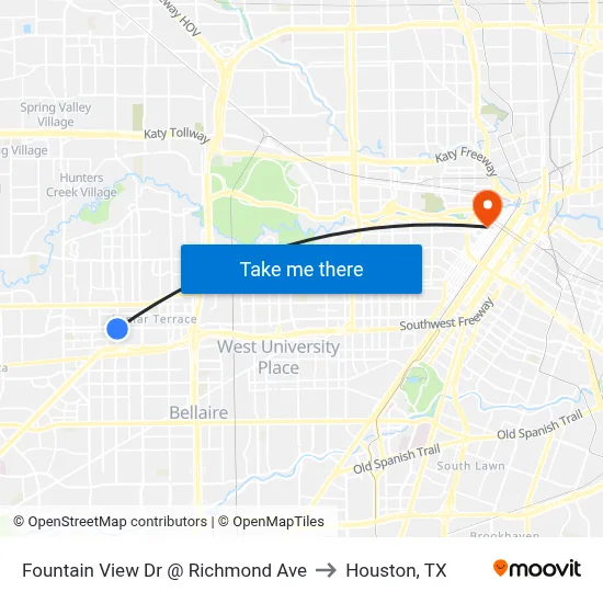 Fountain View Dr @ Richmond Ave to Houston, TX map