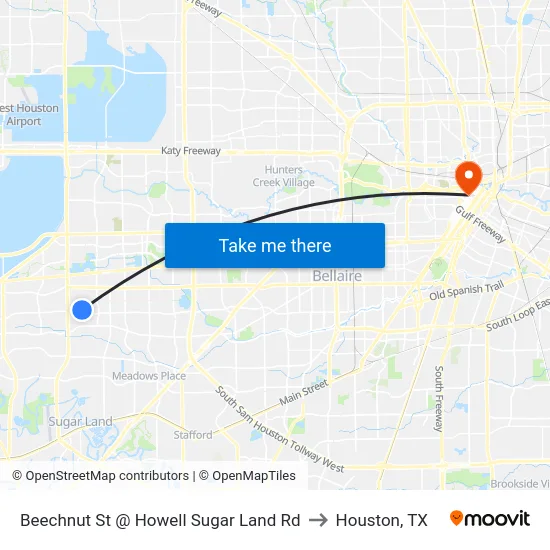 Beechnut St @ Howell Sugar Land Rd to Houston, TX map