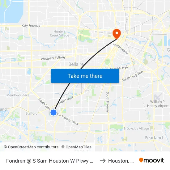 Fondren @ S Sam Houston W Pkwy MB to Houston, TX map