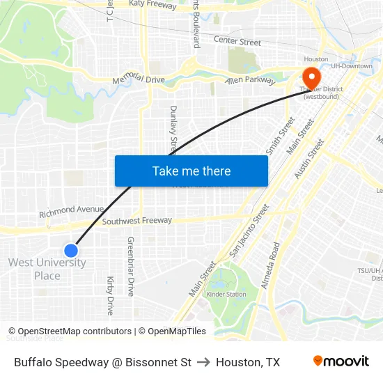 Buffalo Speedway   @ Bissonnet St to Houston, TX map