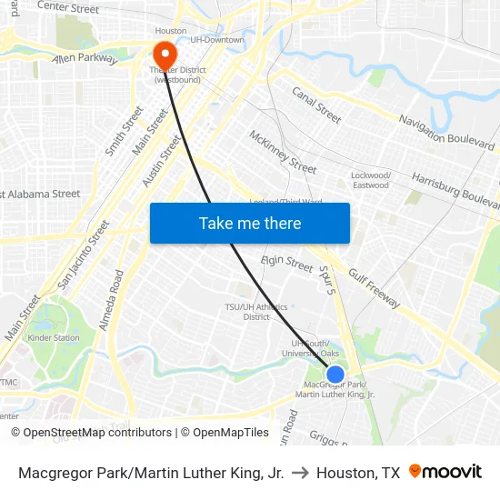 Macgregor Park/Martin Luther King, Jr. to Houston, TX map