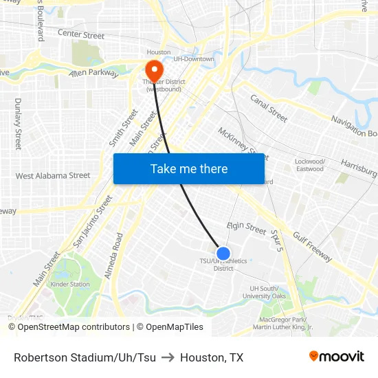 Robertson Stadium/Uh/Tsu to Houston, TX map