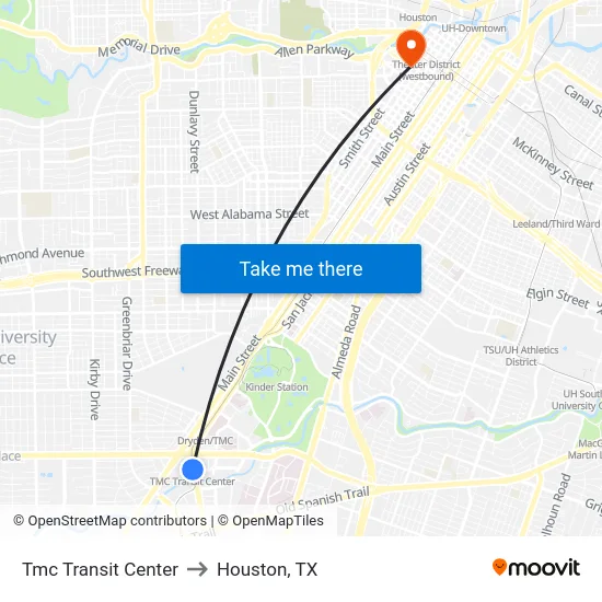 Tmc Transit Center to Houston, TX map