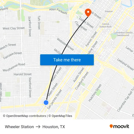 Wheeler Station to Houston, TX map
