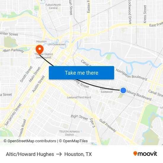 Altic/Howard Hughes to Houston, TX map