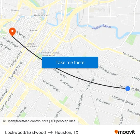 Lockwood/Eastwood to Houston, TX map