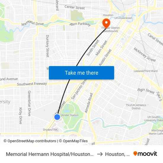 Memorial Hermann Hospital/Houston Zoo to Houston, TX map