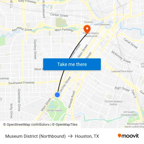 Museum District (Northbound) to Houston, TX map
