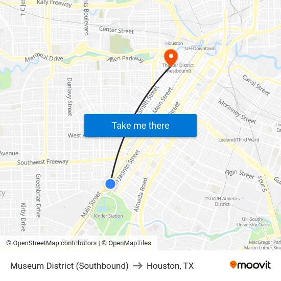 Museum District (Southbound) to Houston, TX map