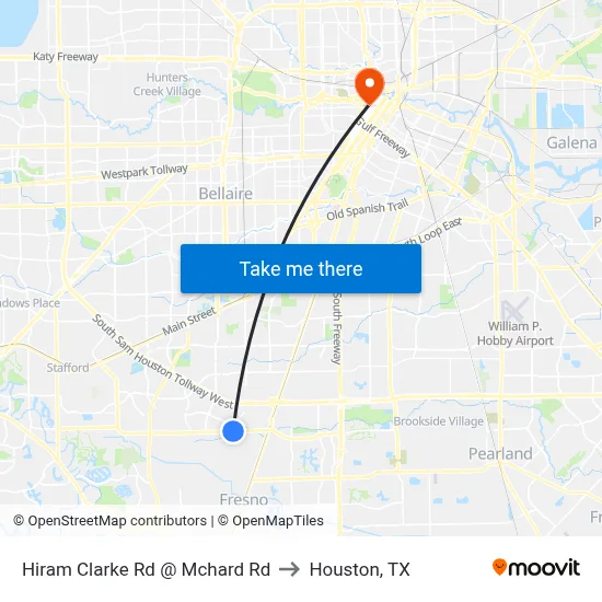 Hiram Clarke Rd @ Mchard Rd to Houston, TX map