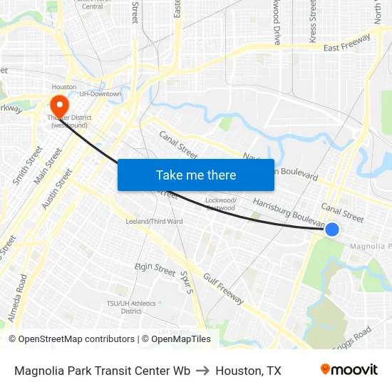 Magnolia Park Transit Center Wb to Houston, TX map