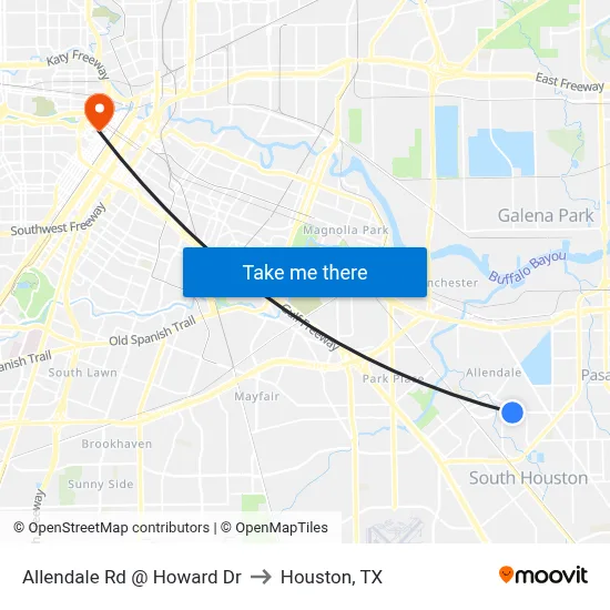 Allendale Rd @ Howard Dr to Houston, TX map