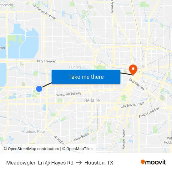 Meadowglen Ln @ Hayes Rd to Houston, TX map