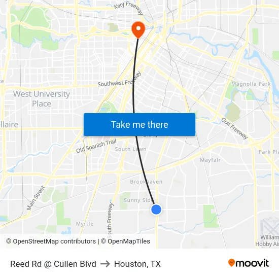 Reed Rd @ Cullen Blvd to Houston, TX map
