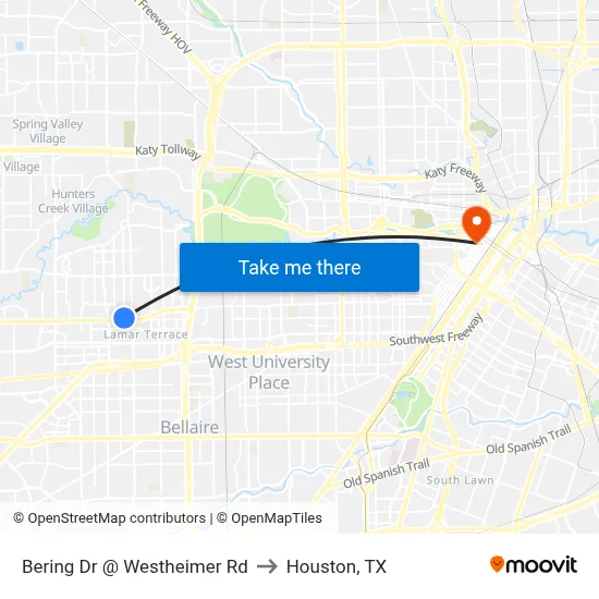 Bering Dr @ Westheimer Rd to Houston, TX map