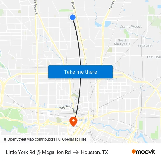 Little York Rd @ Mcgallion Rd to Houston, TX map
