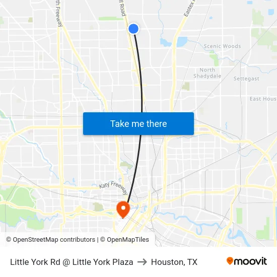 Little York Rd @ Little York Plaza to Houston, TX map