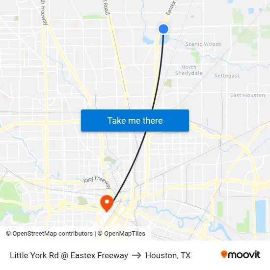 Little York Rd @ Eastex Freeway to Houston, TX map