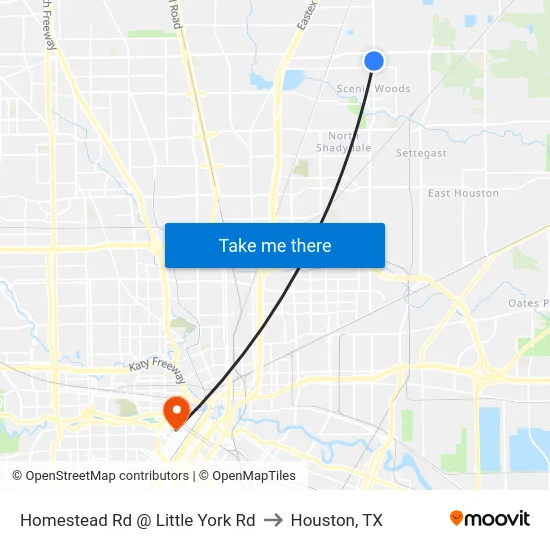 Homestead Rd @ Little York Rd to Houston, TX map