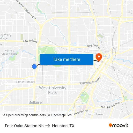 Four Oaks Station Nb to Houston, TX map