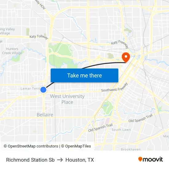 Richmond Station Sb to Houston, TX map
