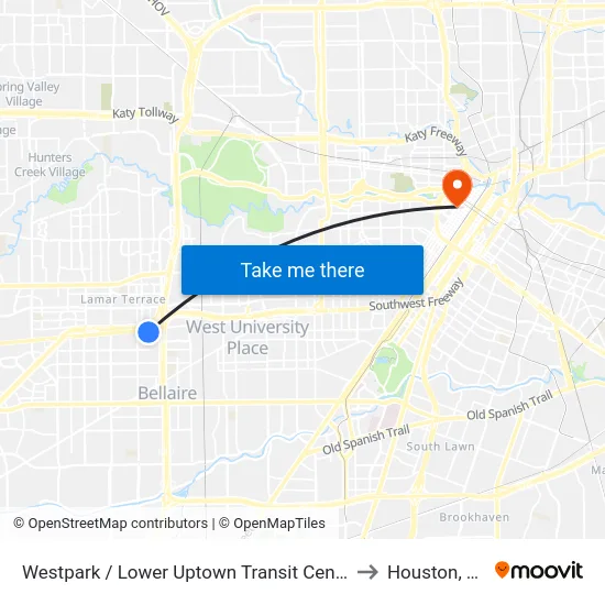 Westpark / Lower Uptown Transit Center to Houston, TX map