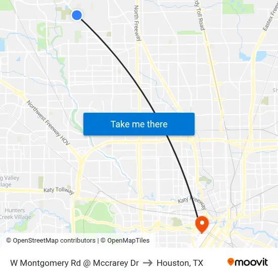 W Montgomery Rd @ Mccrarey Dr to Houston, TX map
