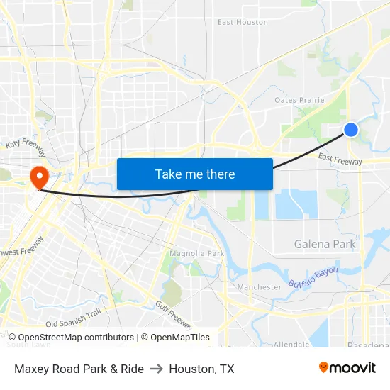Maxey Road Park & Ride to Houston, TX map