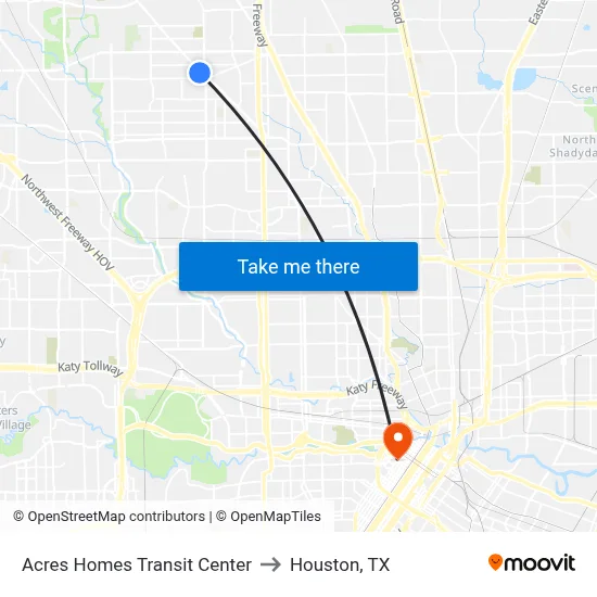Acres Homes Transit Center to Houston, TX map