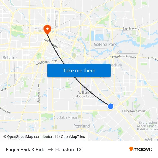 Fuqua Park & Ride to Houston, TX map