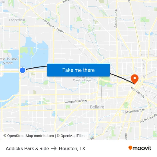 Addicks Park & Ride to Houston, TX map