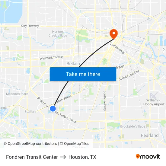 Fondren Transit Center to Houston, TX map