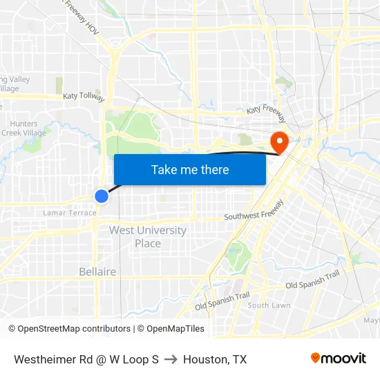 Westheimer Rd @ W Loop S to Houston, TX map