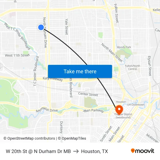 W 20th St @ N Durham Dr MB to Houston, TX map