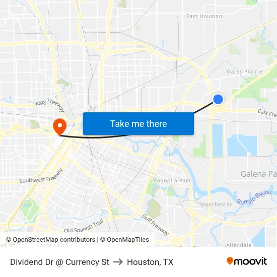 Dividend Dr @ Currency St to Houston, TX map