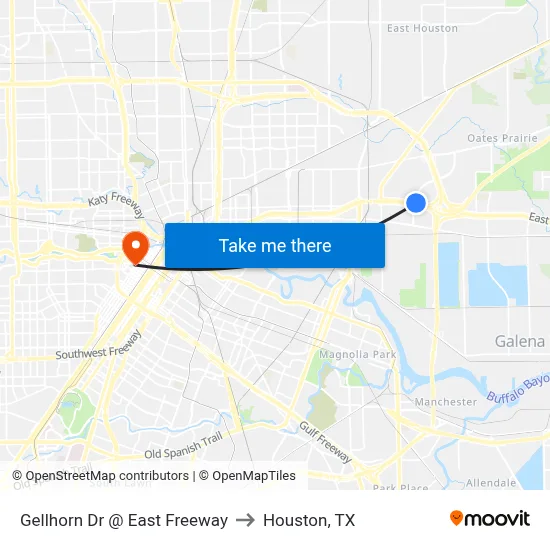Gellhorn Dr @ East Freeway to Houston, TX map