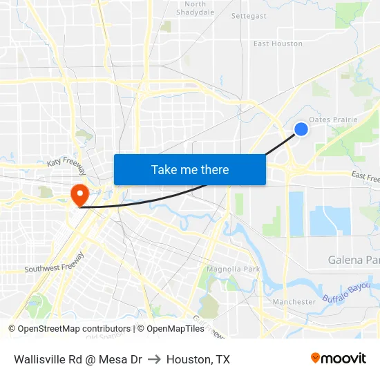 Wallisville Rd @ Mesa Dr to Houston, TX map