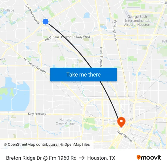 Breton Ridge Dr @ Fm 1960 Rd to Houston, TX map
